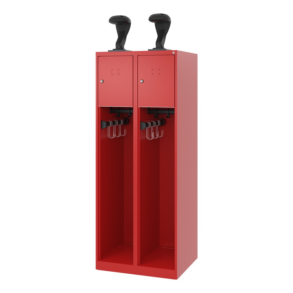 Produktabbildung Nr. 5: C+P Feuerwehrspind YOUNGSTER, Bodengleiter, 2 Abteile, HxBxT 1.530 x 600 x 500 mm, feuerrot, mit Helmhalter