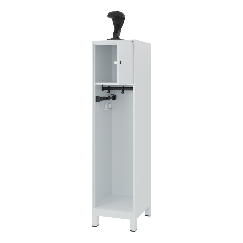 Produktabbildung: C+P Feuerwehrspind YOUNGSTER, Füße, 1 Abteil, HxBxT 1.530 x 400 x 500 mm, lichtgrau, mit Helmhalter