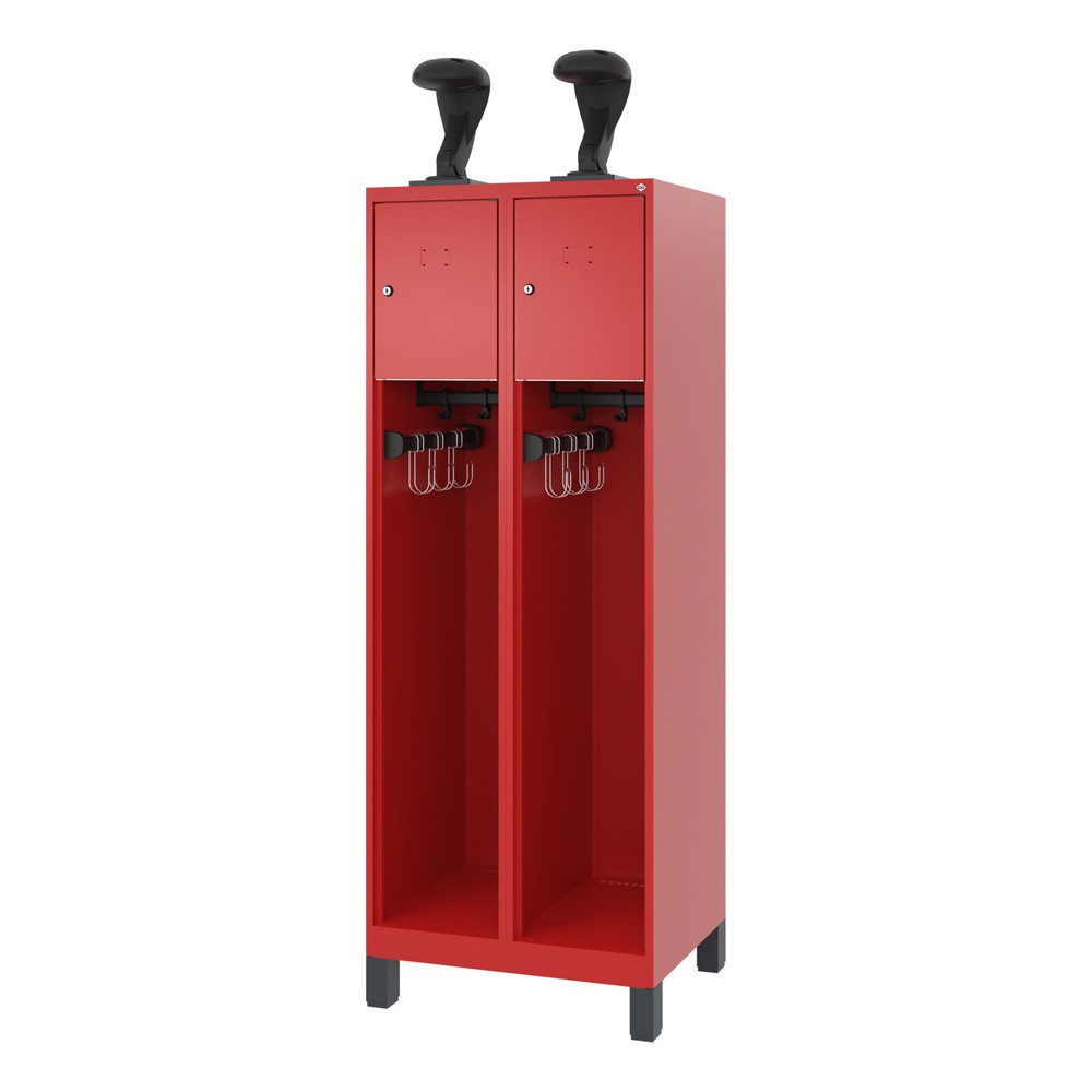 Produktabbildung Nr. 5: C+P Feuerwehrspind YOUNGSTER, Füße, 2 Abteile, HxBxT 1.530 x 600 x 500 mm, feuerrot, mit Helmhalter