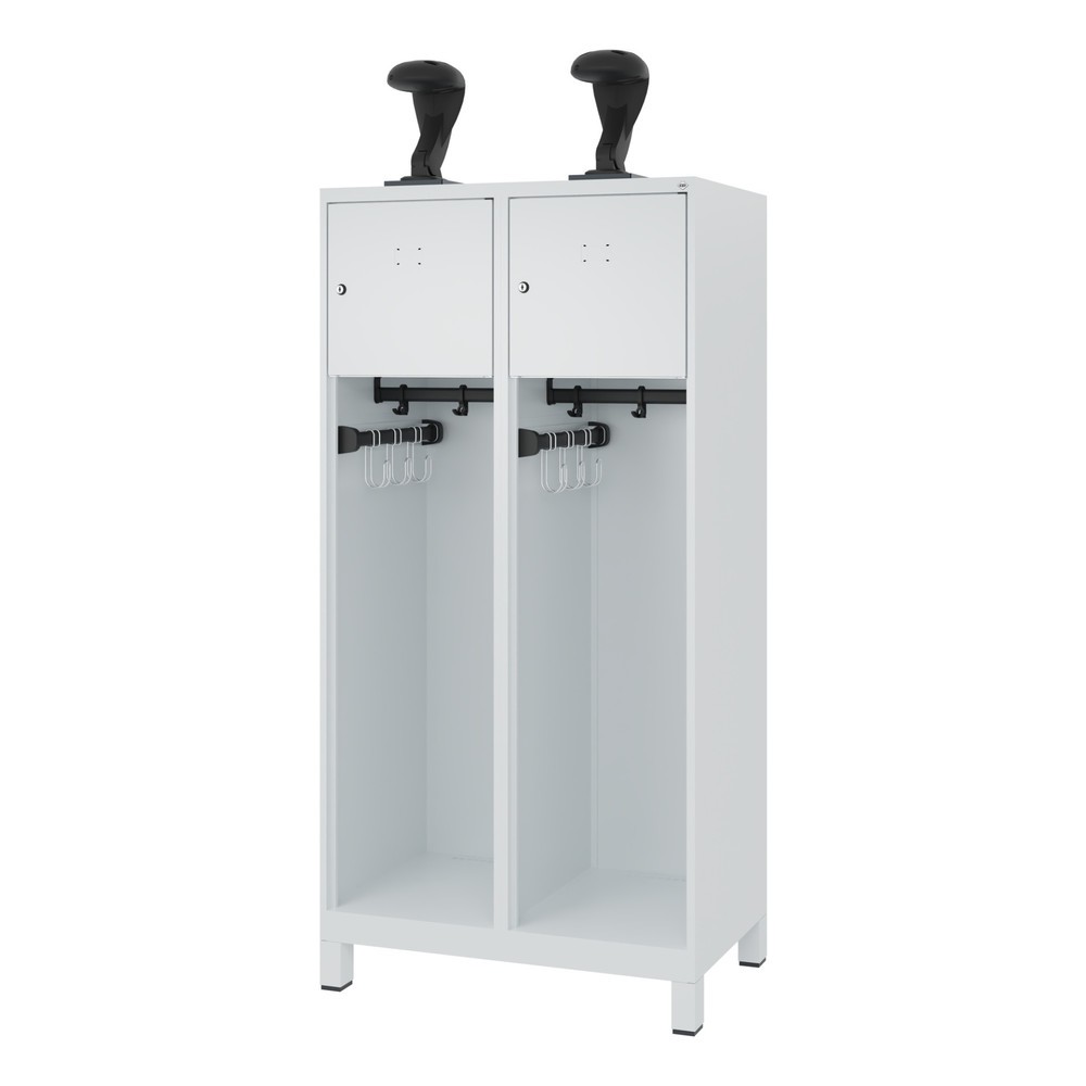 Produktabbildung Nr. 5: C+P Feuerwehrspind YOUNGSTER, Füße, 2 Abteile, HxBxT 1.530 x 800 x 500 mm, lichtgrau, mit Helmhalter
