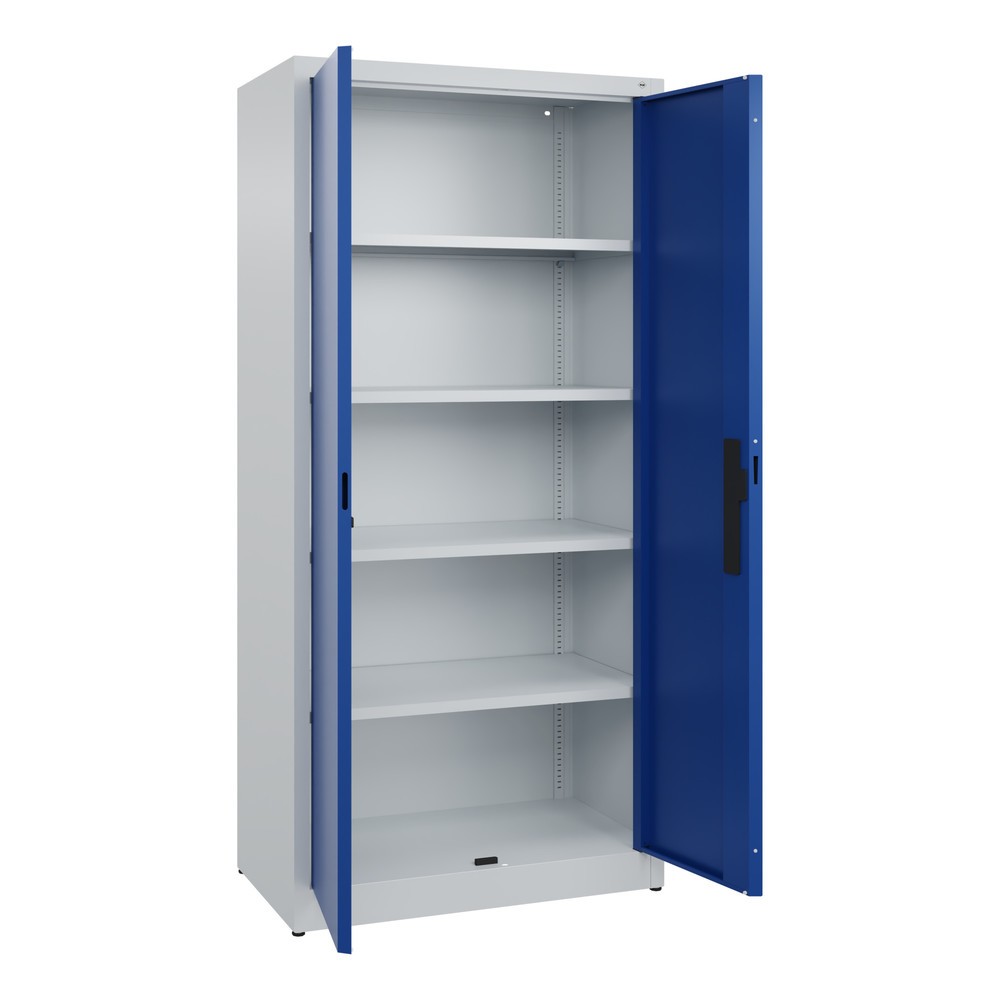 Produktabbildung Nr. 4: C+P Flügeltürenschrank, 5 OH, HxBxT 1.950 x 930 x 500 mm, lichtgrau, enzianblau