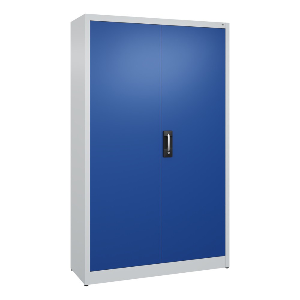 Produktabbildung: C+P Flügeltürenschrank, 5 OH, HxBxT 1.950 x 1.200 x 400 mm, lichtgrau, enzianblau
