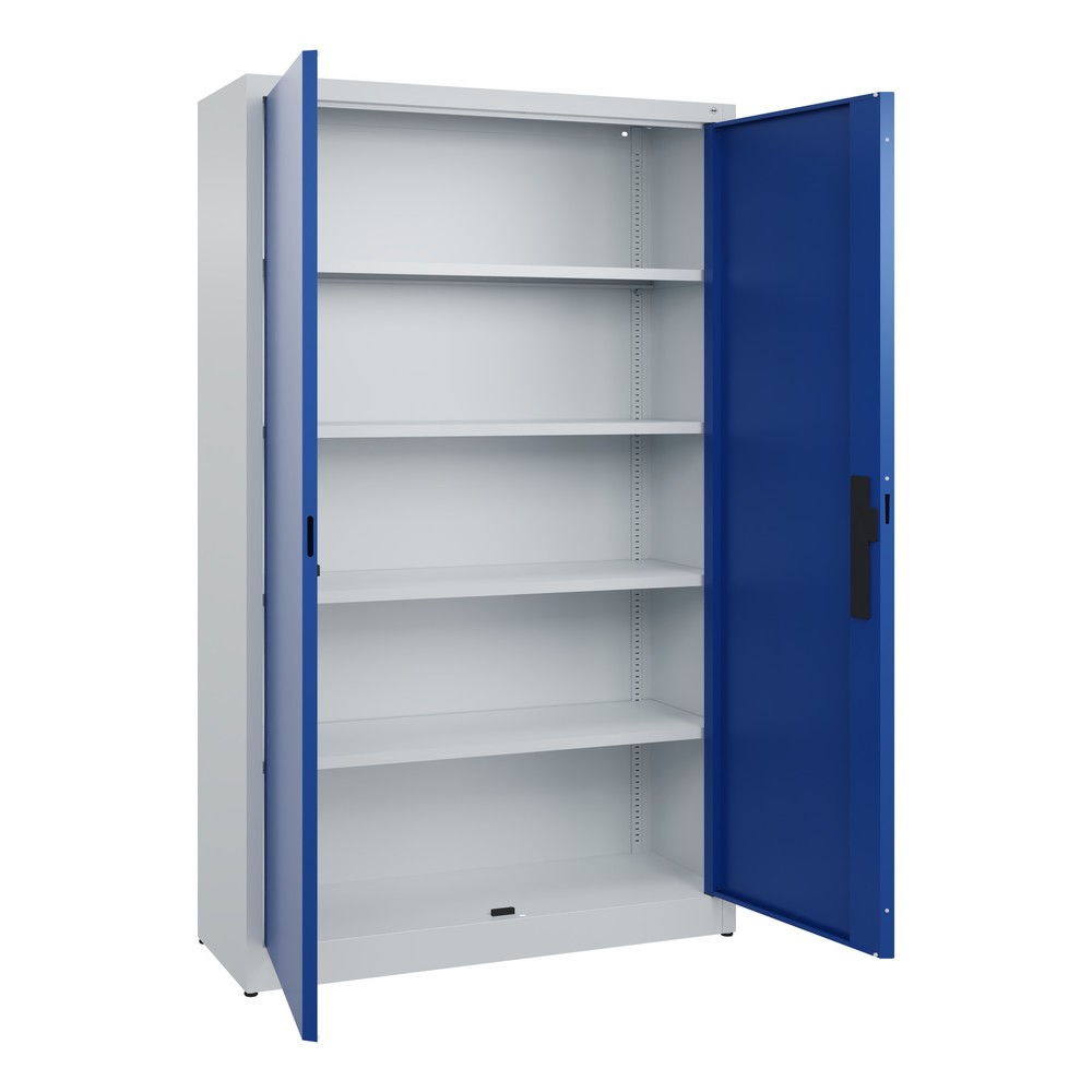 Produktabbildung Nr. 4: C+P Flügeltürenschrank, 5 OH, HxBxT 1.950 x 1.200 x 400 mm, lichtgrau, enzianblau