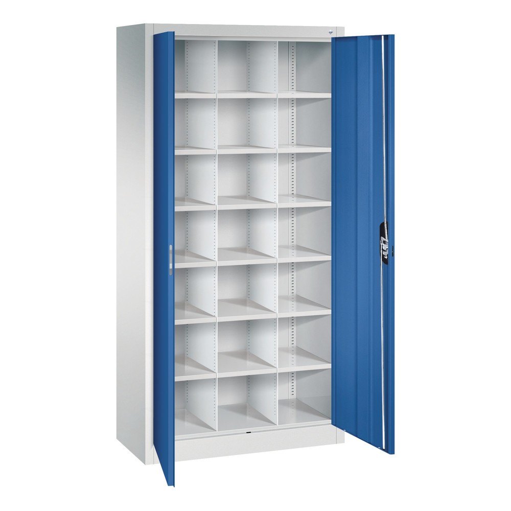 Produktabbildung Nr. 3: C+P Flügeltürenschrank mit 21 Fächern, HxBxT 1.950 x 930 x 400 mm, lichtgrau, enzianblau