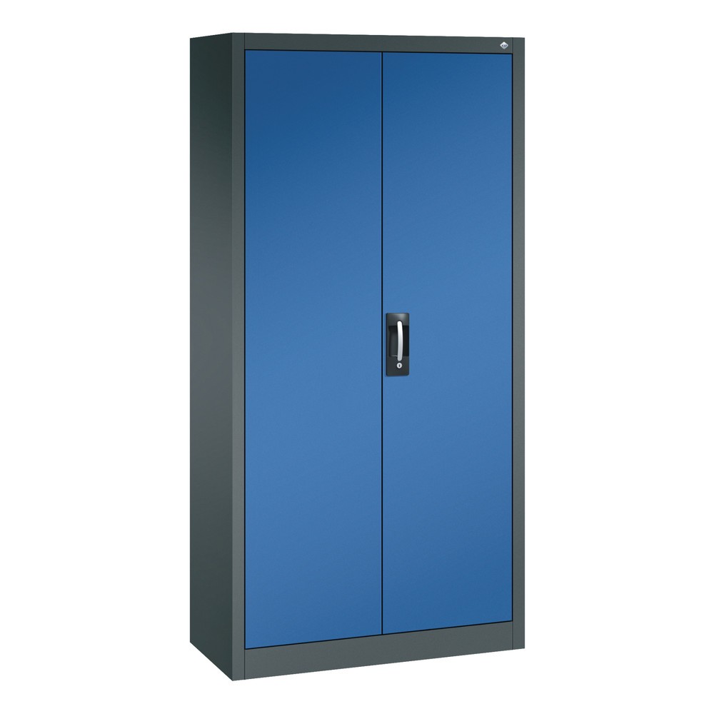 Produktabbildung: C+P Flügeltürenschrank mit 21 Fächern, HxBxT 1.950 x 930 x 400 mm, anthrazitgrau, enzianblau