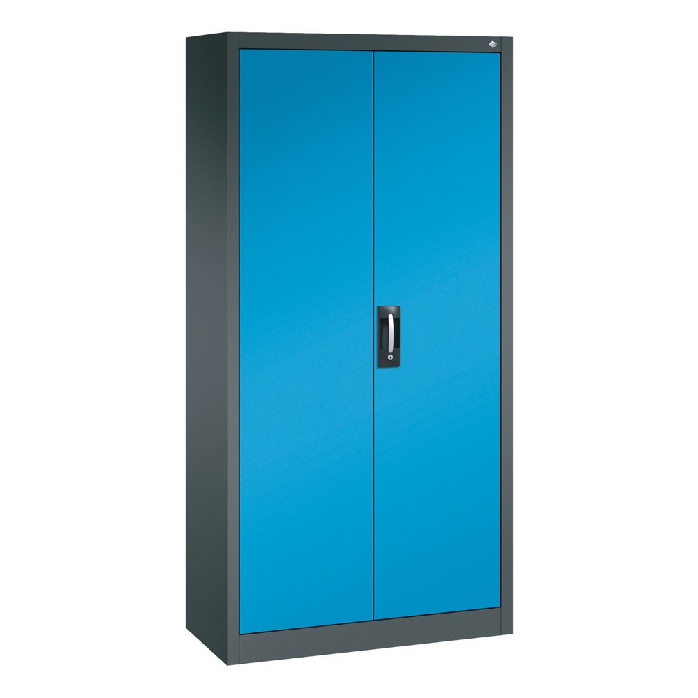 Produktabbildung: C+P Flügeltürenschrank mit 21 Fächern, HxBxT 1.950 x 930 x 400 mm, anthrazitgrau, lichtblau