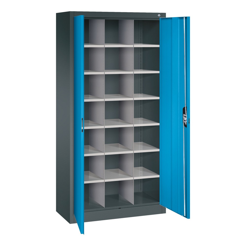 Produktabbildung Nr. 3: C+P Flügeltürenschrank mit 21 Fächern, HxBxT 1.950 x 930 x 400 mm, anthrazitgrau, lichtblau