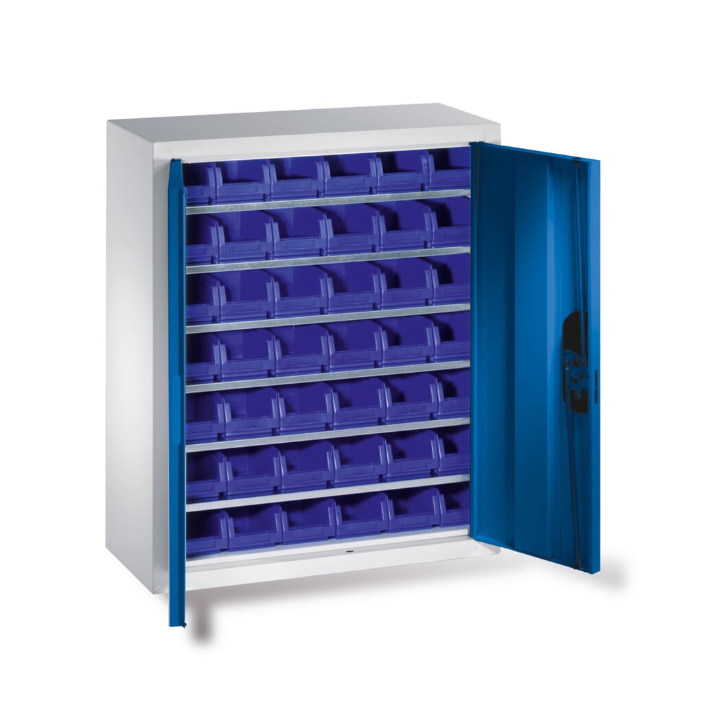 C+P Magazinschrank mit Sichtlagerkästen, HxBxT 830 x 700 x 300 mm, 42x Größe 2 Produktabbildung: C+P Magazinschrank mit Sichtlagerkästen, HxBxT 830 x 700 x 300 mm, 42x Größe 2
