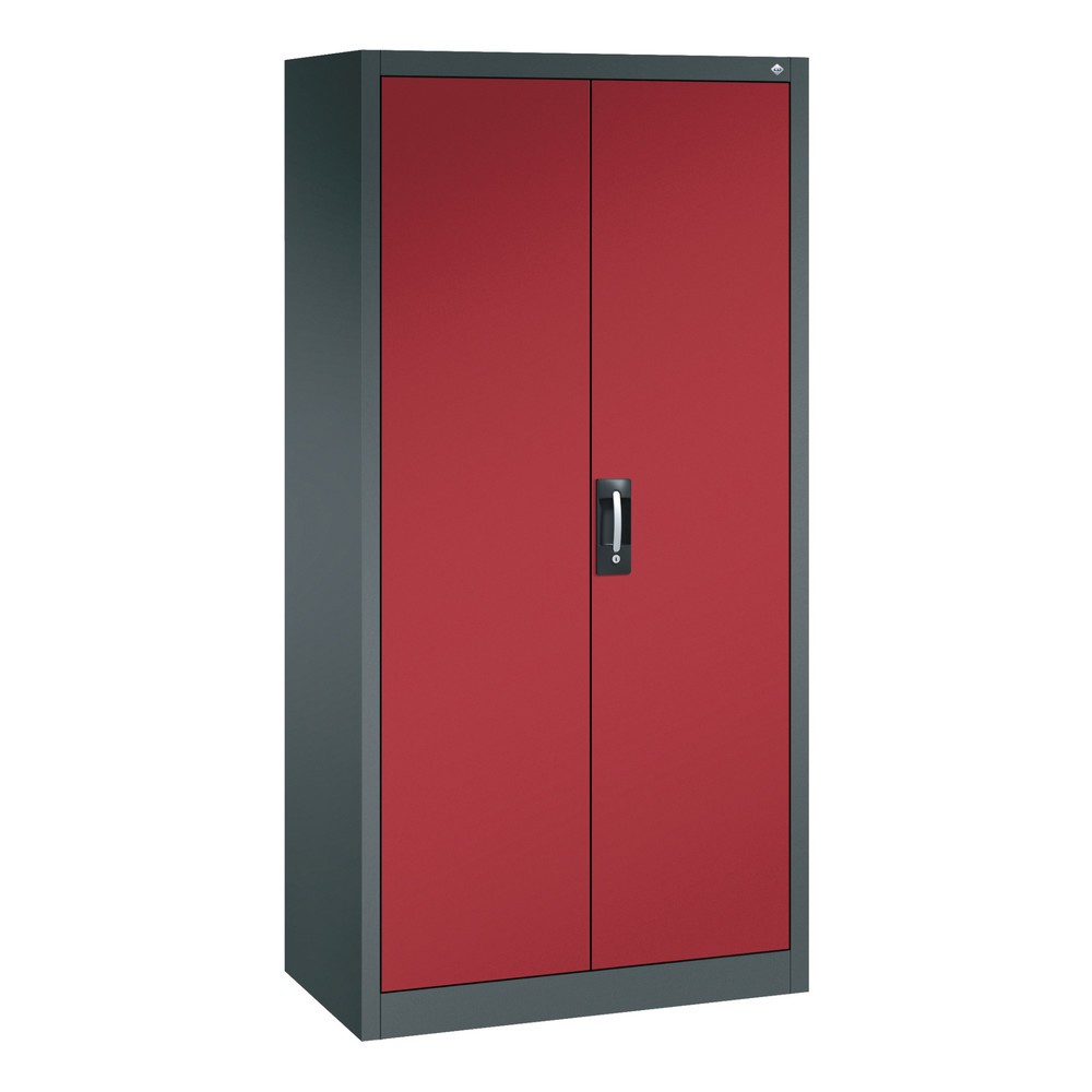 Produktabbildung: C+P Büroschrank 6 Fächer + Kleiderstange, HxBxT 1.950 x 930 x 500 mm, anthrazitgrau, rubinrot
