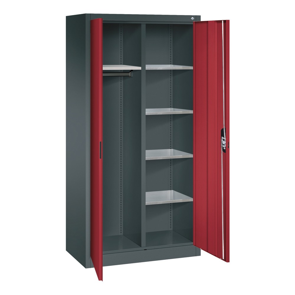 Produktabbildung Nr. 4: C+P Büroschrank 6 Fächer + Kleiderstange, HxBxT 1.950 x 930 x 500 mm, anthrazitgrau, rubinrot