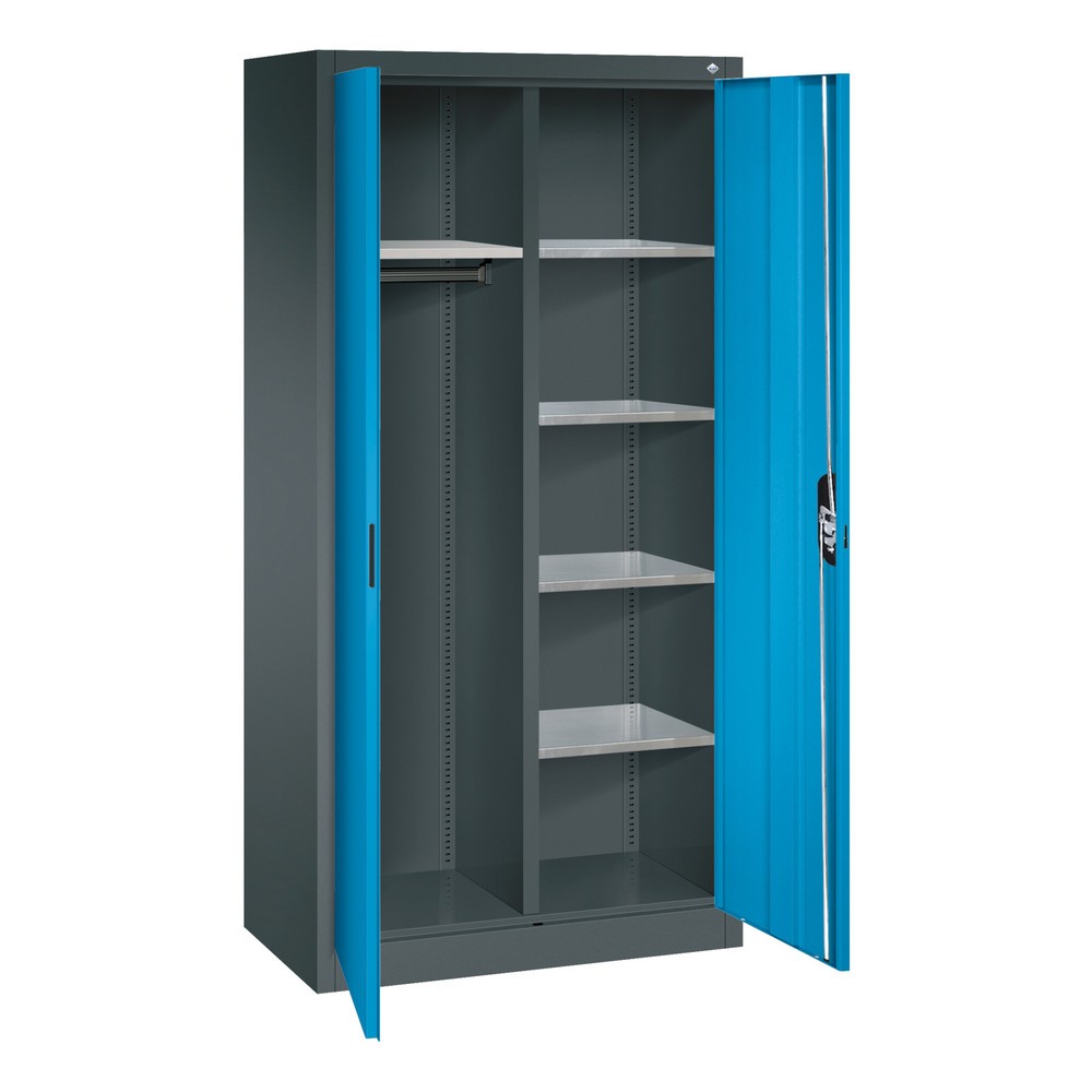 Produktabbildung Nr. 5: C+P Büroschrank 6 Fächer + Kleiderstange, HxBxT 1.950 x 930 x 500 mm, anthrazitgrau, lichtblau