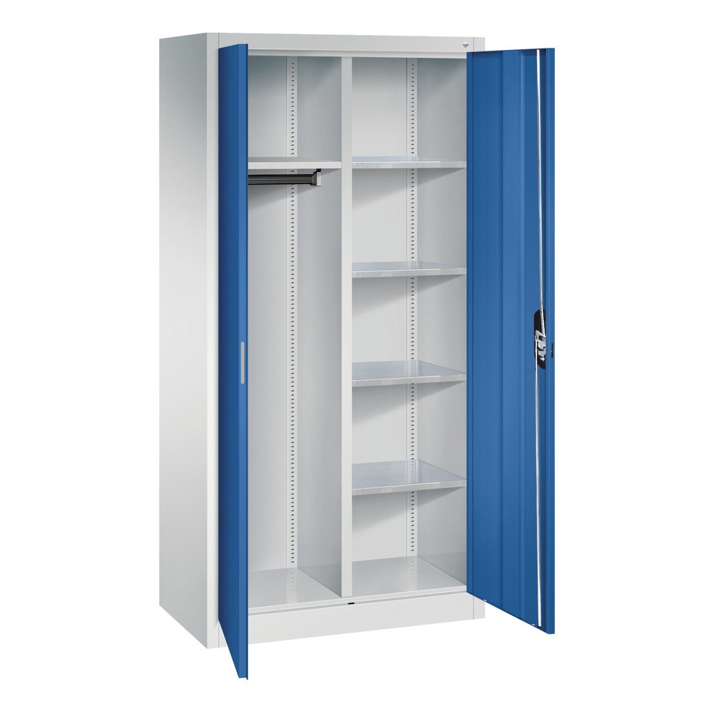 Produktabbildung Nr. 3: C+P Büroschrank 6 Fächer + Kleiderstange, HxBxT 1.950 x 930 x 500 mm, lichtgrau, enzianblau