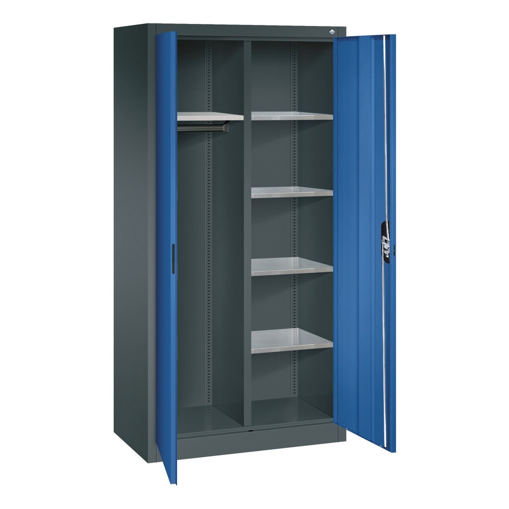 Produktabbildung Nr. 4: C+P Büroschrank 6 Fächer + Kleiderstange, HxBxT 1.950 x 930 x 500 mm, anthrazitgrau, enzianblau
