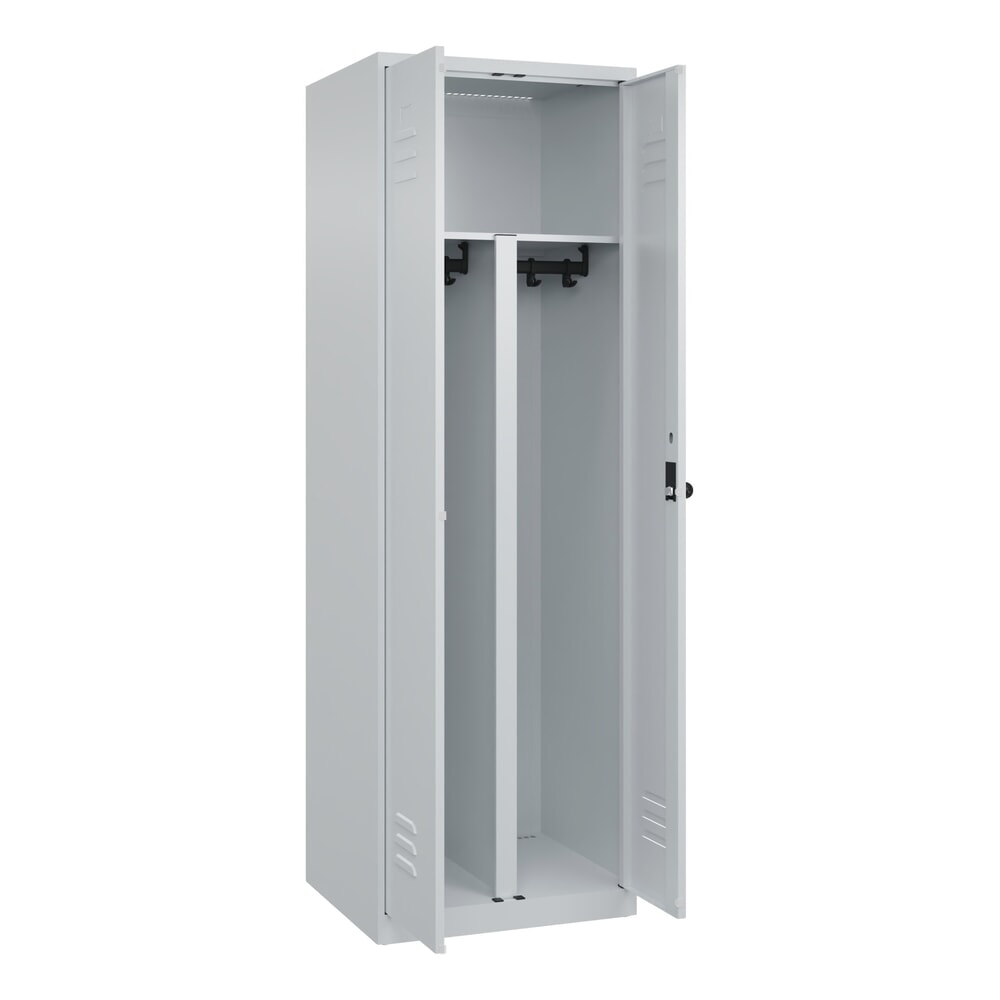 C+P PSA Doppel-Spind Classic PLUS, 2 Abteile, HxBxT 1.850 x 600 x 500 mm, lichtgrau, lichtgrau, für Vorhängeschloss Produktabbildung: C+P PSA Doppel-Spind Classic PLUS, 2 Abteile, HxBxT 1.850 x 600 x 500 mm, lichtgrau, lichtgrau, für Vorhängeschloss