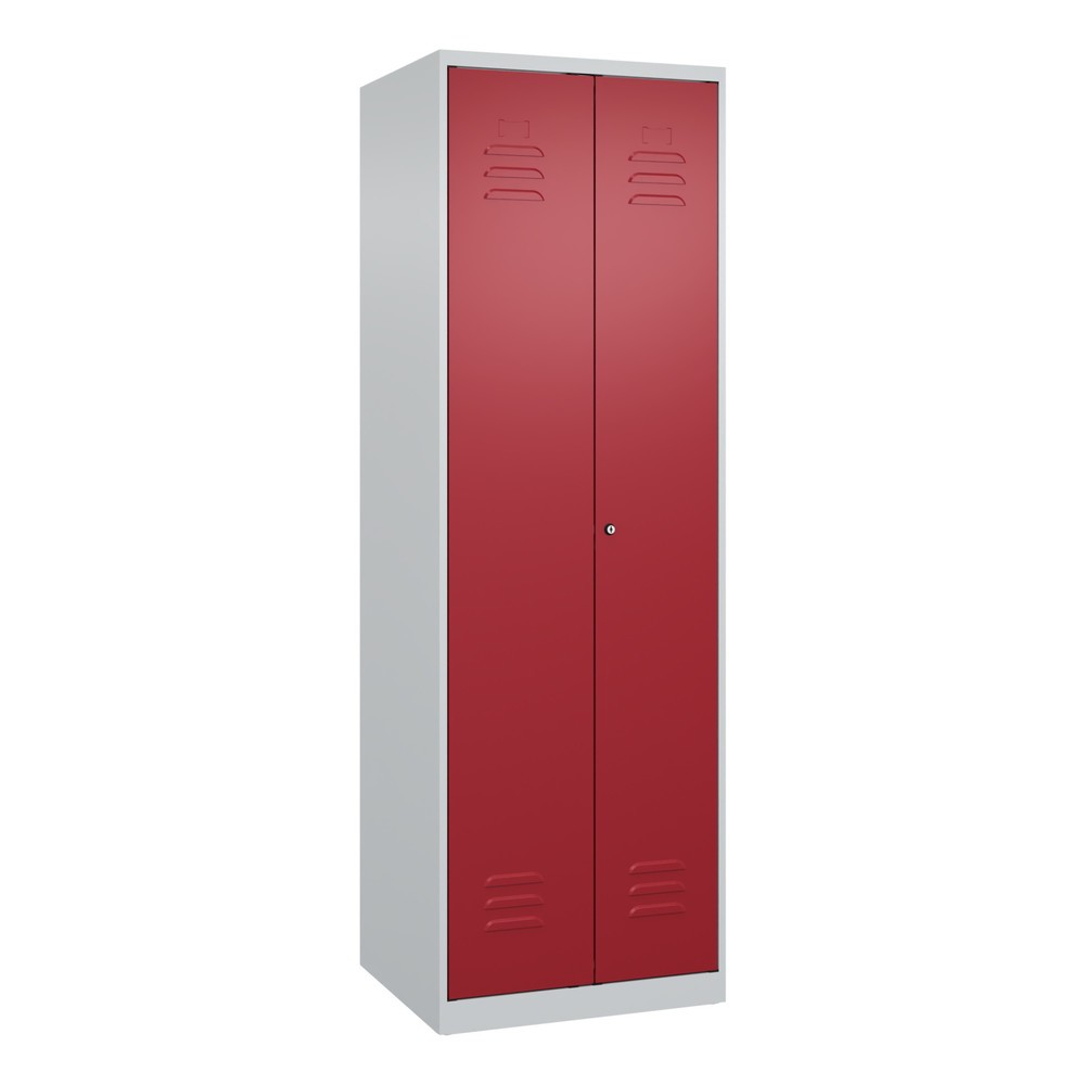 Produktabbildung: C+P PSA Doppel-Spind Classic PLUS, 2 Abteile, HxBxT 1.850 x 600 x 500 mm, lichtgrau, rubinrot, Zylinderschloss