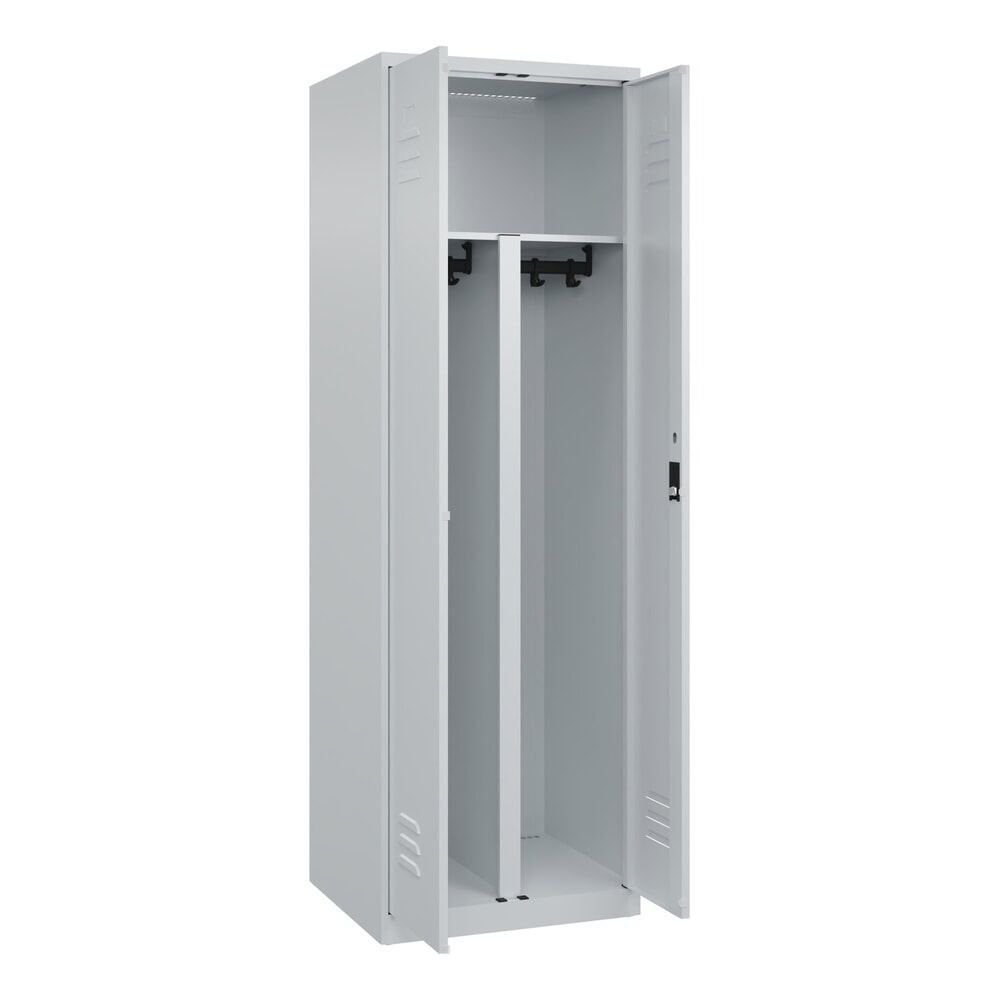 Produktabbildung: C+P PSA Doppel-Spind Classic PLUS, 2 Abteile, HxBxT 1.850 x 600 x 500 mm, lichtgrau, lichtgrau, Zylinderschloss