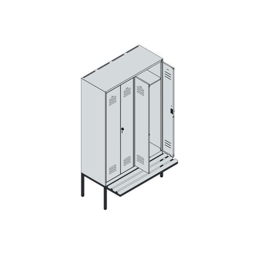 C+P PSA Doppel-Spind Classic PLUS, 4 Abteile, HxBxT 2.120 x 1.200 x 815 mm, Zylinderschloss, auskragende Bank aus Buche, lichtgrau, lichtgrau Produktabbildung Nr. 8: C+P PSA Doppel-Spind Classic PLUS, 4 Abteile, HxBxT 2.120 x 1.200 x 815 mm, Zylinderschloss, auskragende Bank aus Buche, lichtgrau, lichtgrau