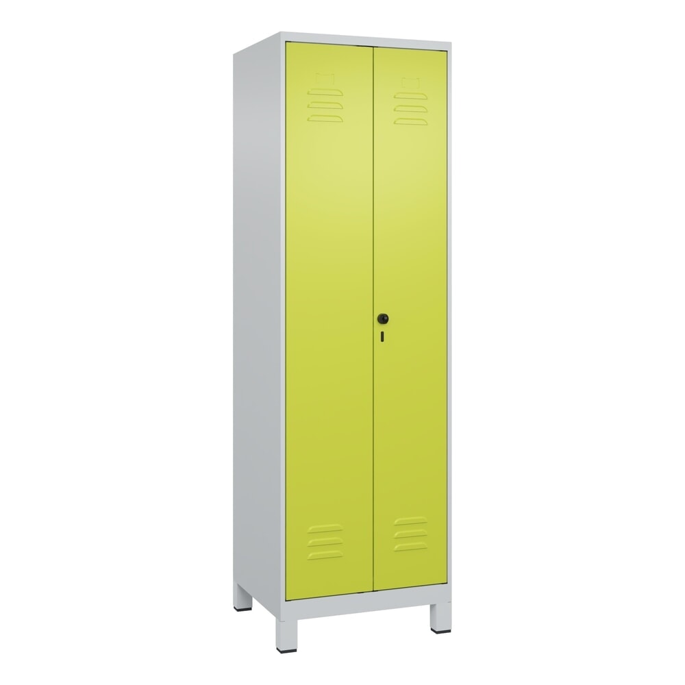 Produktabbildung Nr. 9: C+P PSA Doppel-Spind Classic PLUS, Füße, 2 Abteile, HxBxT 1.950 x 600 x 500 mm, lichtgrau, clowngrün, für Vorhängeschloss