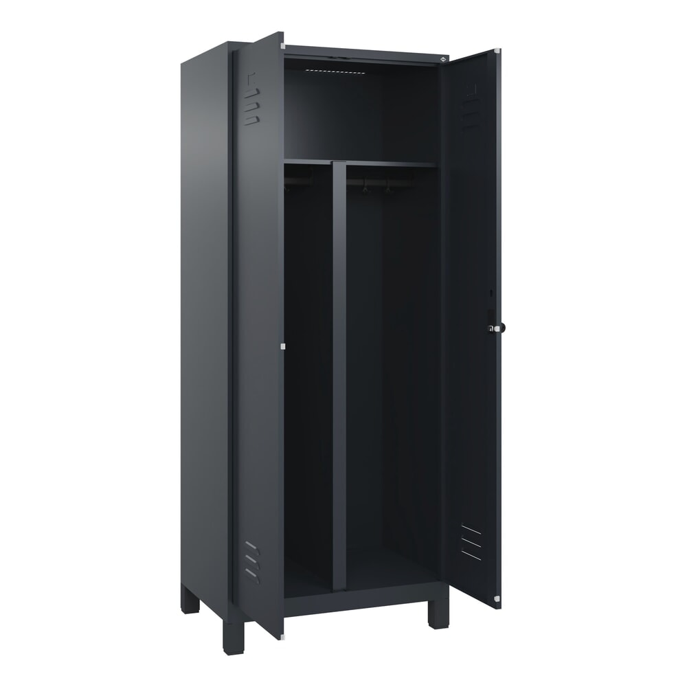 C+P PSA Doppel-Spind Classic PLUS, Füße, 2 Abteile, HxBxT 1.950 x 800 x 500 mm, anthrazitgrau, anthrazitgrau, für Vorhängeschloss Produktabbildung: C+P PSA Doppel-Spind Classic PLUS, Füße, 2 Abteile, HxBxT 1.950 x 800 x 500 mm, anthrazitgrau, anthrazitgrau, für Vorhängeschloss