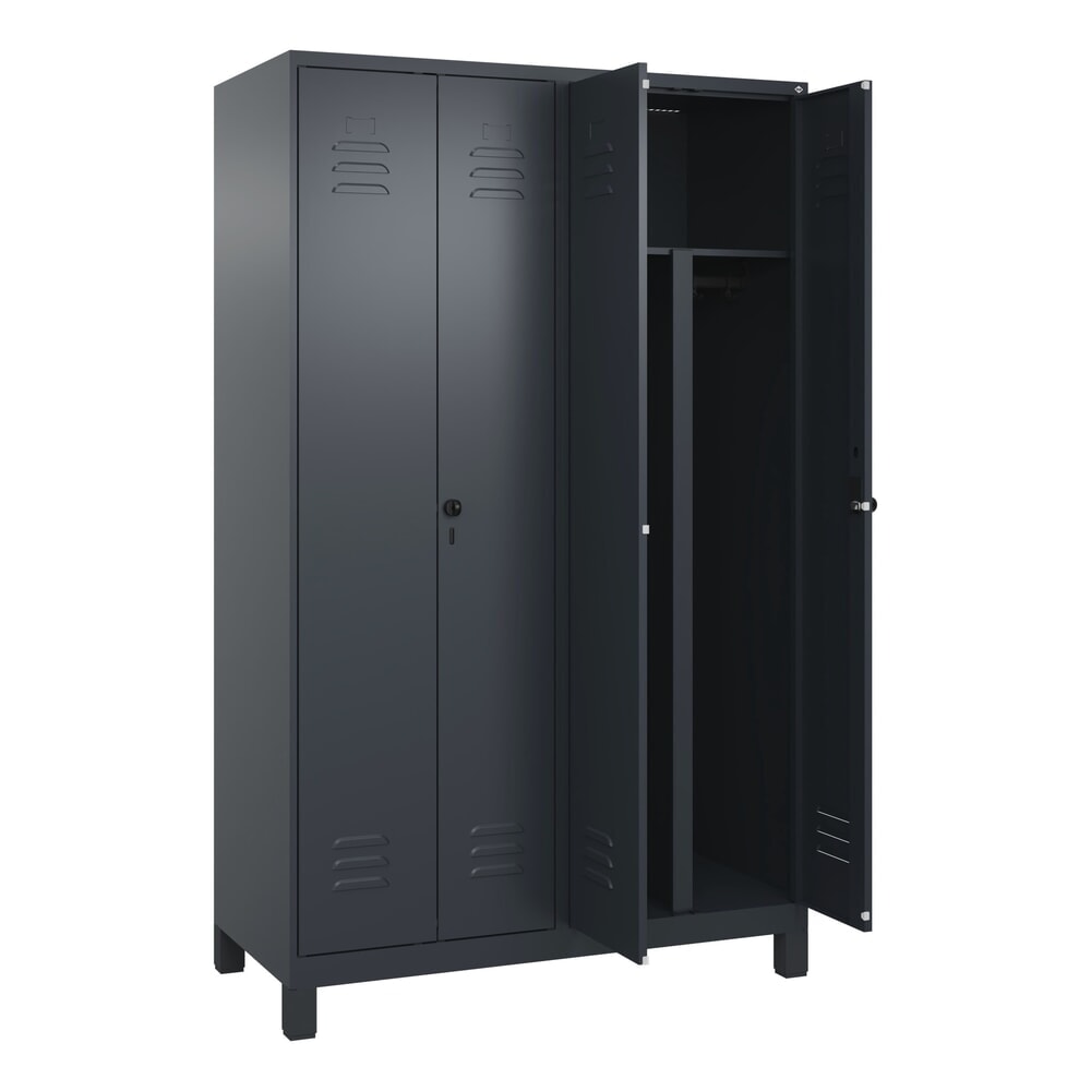 C+P PSA Doppel-Spind Classic PLUS, Füße, 4 Abteile, HxBxT 1.950 x 1.200 x 500 mm, anthrazitgrau, anthrazitgrau, für Vorhängeschloss Produktabbildung: C+P PSA Doppel-Spind Classic PLUS, Füße, 4 Abteile, HxBxT 1.950 x 1.200 x 500 mm, anthrazitgrau, anthrazitgrau, für Vorhängeschloss