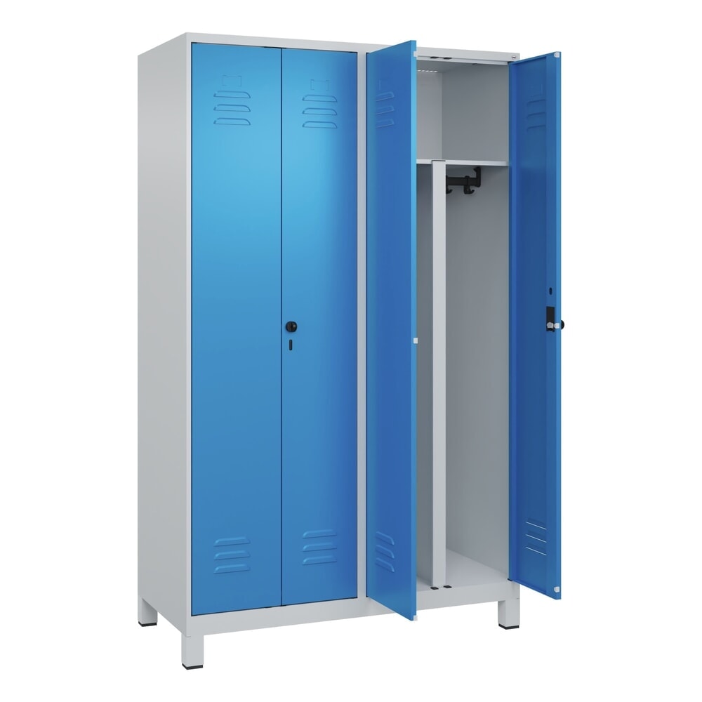 C+P PSA Doppel-Spind Classic PLUS, Füße, 4 Abteile, HxBxT 1.950 x 1.200 x 500 mm, lichtgrau, lichtblau, für Vorhängeschloss Produktabbildung: C+P PSA Doppel-Spind Classic PLUS, Füße, 4 Abteile, HxBxT 1.950 x 1.200 x 500 mm, lichtgrau, lichtblau, für Vorhängeschloss