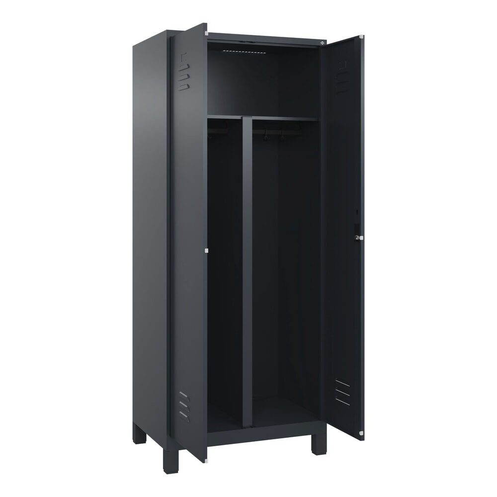 C+P PSA Doppel-Spind Classic PLUS, Füße, 2 Abteile, HxBxT 1.950 x 800 x 500 mm, anthrazitgrau, anthrazitgrau, Zylinderschloss Produktabbildung: C+P PSA Doppel-Spind Classic PLUS, Füße, 2 Abteile, HxBxT 1.950 x 800 x 500 mm, anthrazitgrau, anthrazitgrau, Zylinderschloss