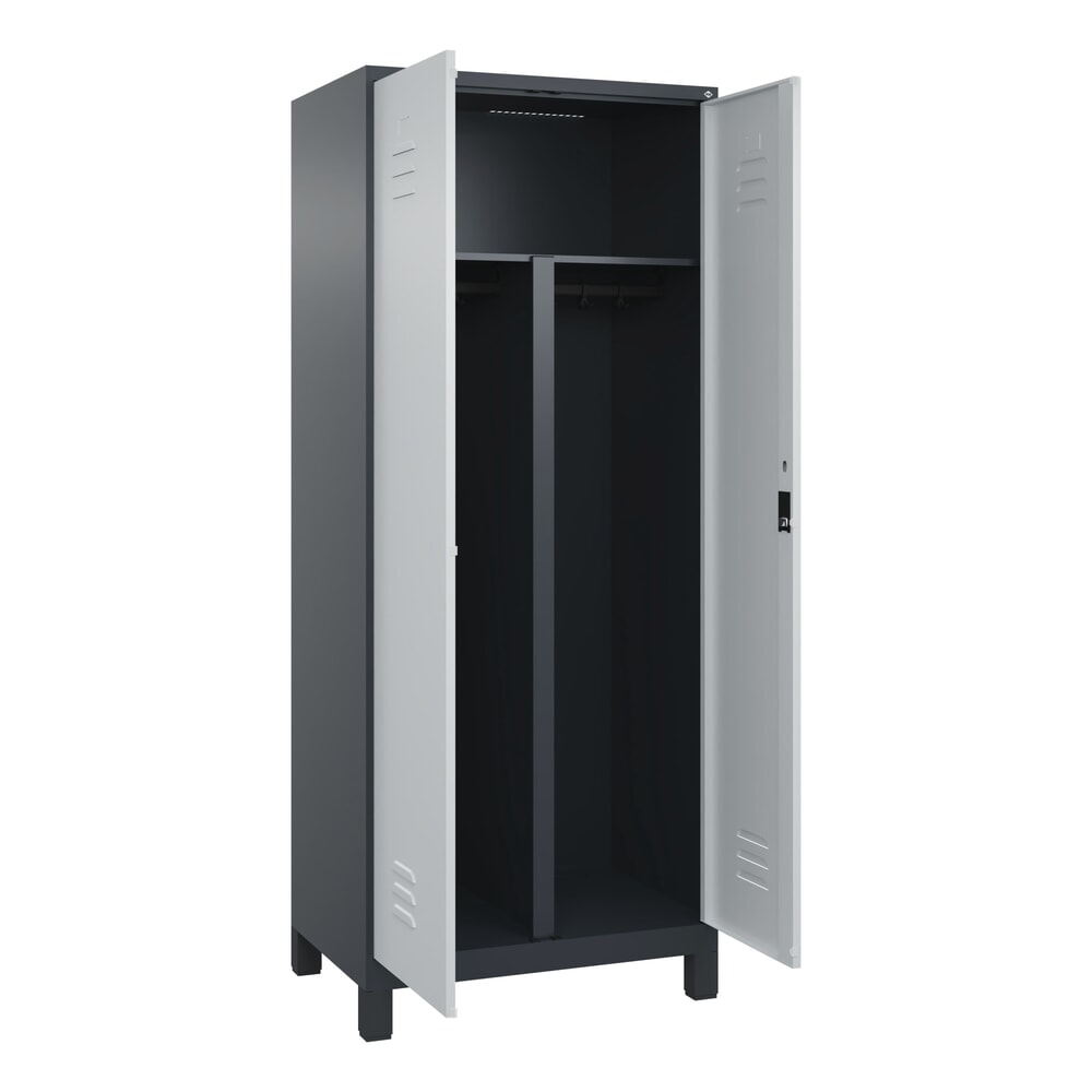 C+P PSA Doppel-Spind Classic PLUS, Füße, 2 Abteile, HxBxT 1.950 x 800 x 500 mm, anthrazitgrau, lichtgrau, Zylinderschloss Produktabbildung: C+P PSA Doppel-Spind Classic PLUS, Füße, 2 Abteile, HxBxT 1.950 x 800 x 500 mm, anthrazitgrau, lichtgrau, Zylinderschloss