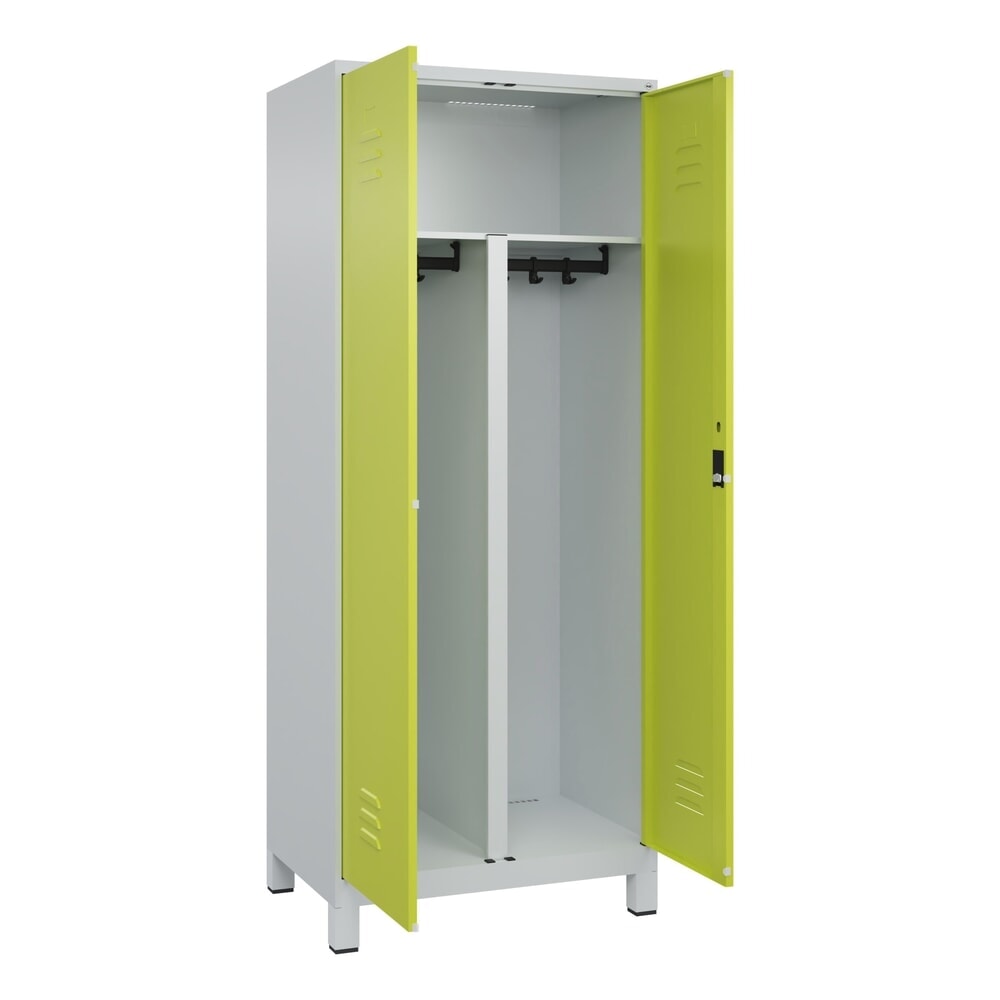 C+P PSA Doppel-Spind Classic PLUS, Füße, 2 Abteile, HxBxT 1.950 x 800 x 500 mm, lichtgrau, clowngrün, Zylinderschloss Produktabbildung: C+P PSA Doppel-Spind Classic PLUS, Füße, 2 Abteile, HxBxT 1.950 x 800 x 500 mm, lichtgrau, clowngrün, Zylinderschloss