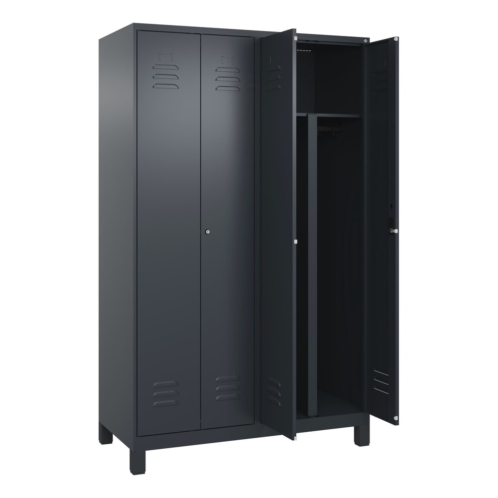 C+P PSA Doppel-Spind Classic PLUS, Füße, 4 Abteile, HxBxT 1.950 x 1.200 x 500 mm, anthrazitgrau, anthrazitgrau, Zylinderschloss Produktabbildung: C+P PSA Doppel-Spind Classic PLUS, Füße, 4 Abteile, HxBxT 1.950 x 1.200 x 500 mm, anthrazitgrau, anthrazitgrau, Zylinderschloss