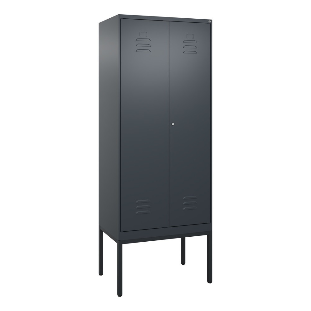 Produktabbildung: C+P PSA Doppel-Spind Classic PLUS, Gestell, 2 Abteile, HxBxT 2.120 x 800 x 500 mm, anthrazitgrau, anthrazitgrau, Zylinderschloss