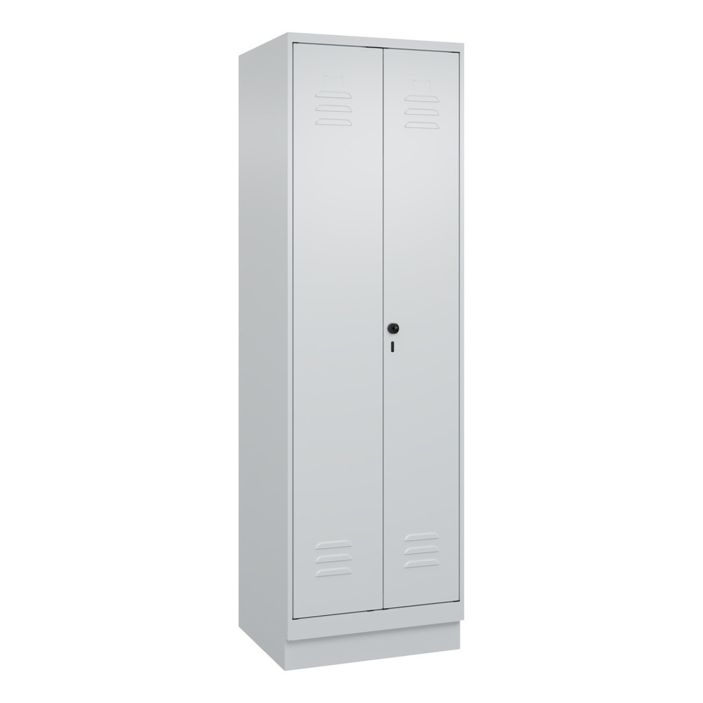 Produktabbildung: C+P PSA Doppel-Spind Classic PLUS, Sockel, 2 Abteile, HxBxT 1.950 x 600 x 500 mm, lichtgrau, lichtgrau, für Vorhängeschloss