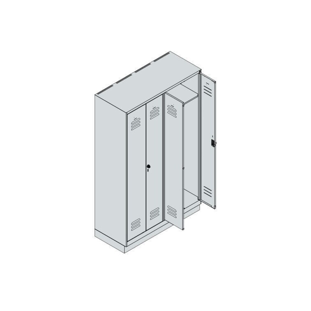Produktabbildung Nr. 8: C+P PSA Doppel-Spind Classic PLUS, Sockel, 4 Abteile, HxBxT 1.950 x 1.200 x 500 mm, anthrazitgrau, lichtgrau, für Vorhängeschloss