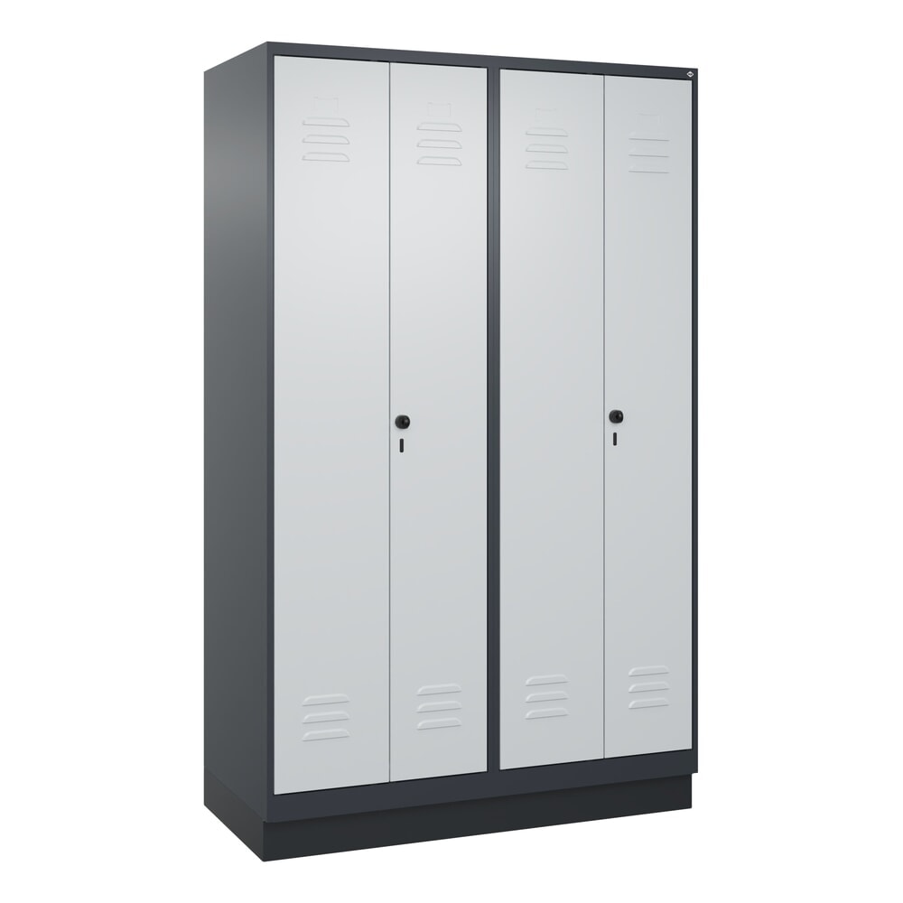 Produktabbildung Nr. 9: C+P PSA Doppel-Spind Classic PLUS, Sockel, 4 Abteile, HxBxT 1.950 x 1.200 x 500 mm, anthrazitgrau, lichtgrau, für Vorhängeschloss