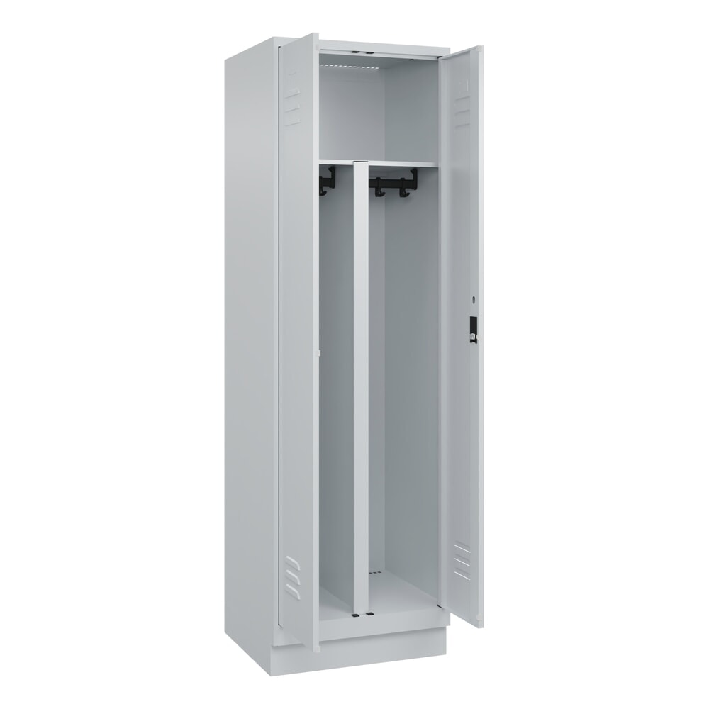 Produktabbildung Nr. 1: C+P PSA Doppel-Spind Classic PLUS, Sockel, 2 Abteile, HxBxT 1.950 x 600 x 500 mm, lichtgrau, lichtgrau, Zylinderschloss