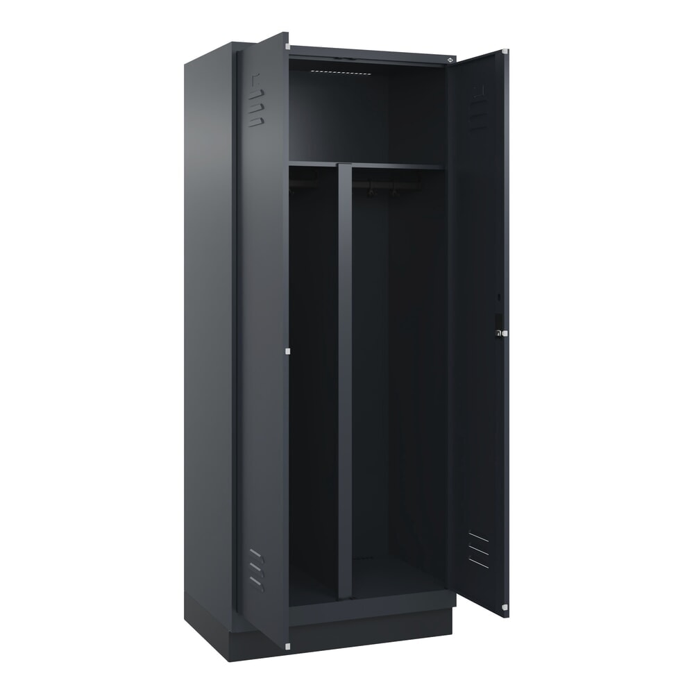 Produktabbildung: C+P PSA Doppel-Spind Classic PLUS, Sockel, 2 Abteile, HxBxT 1.950 x 800 x 500 mm, anthrazitgrau, anthrazitgrau, Zylinderschloss