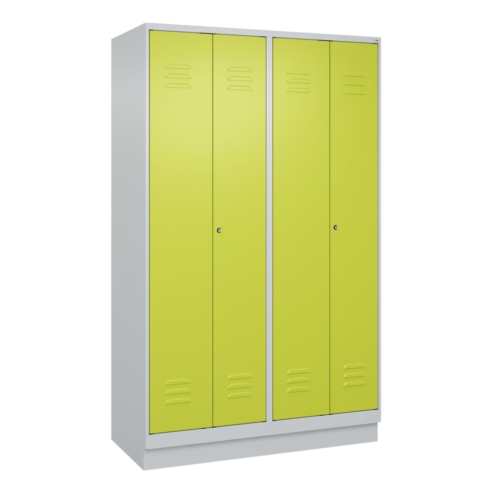 Produktabbildung Nr. 9: C+P PSA Doppel-Spind Classic PLUS, Sockel, 4 Abteile, HxBxT 1.950 x 1.200 x 500 mm, lichtgrau, clowngrün, Zylinderschloss