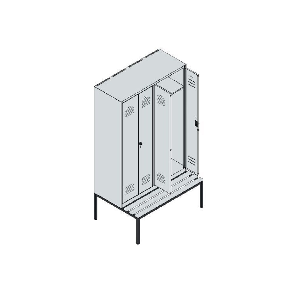 C+P PSA Doppel-Spind Classic PLUS, 4 Abteile, HxBxT 2.120 x 1.200 x 815 mm, Zylinderschloss, untergebaute Bank aus Buche, anthrazitgrau, lichtgrau Produktabbildung Nr. 8: C+P PSA Doppel-Spind Classic PLUS, 4 Abteile, HxBxT 2.120 x 1.200 x 815 mm, Zylinderschloss, untergebaute Bank aus Buche, anthrazitgrau, lichtgrau