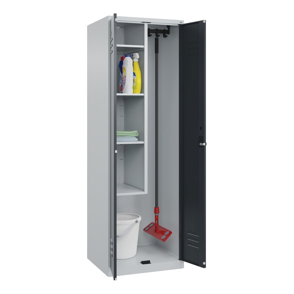 C+P Putzmittel-Spind Classic PLUS, 2 Abteile, HxBxT 1.850 x 600 x 500 mm, lichtgrau, anthrazitgrau, für Vorhängeschloss Produktabbildung Nr. 10: C+P Putzmittel-Spind Classic PLUS, 2 Abteile, HxBxT 1.850 x 600 x 500 mm, lichtgrau, anthrazitgrau, für Vorhängeschloss