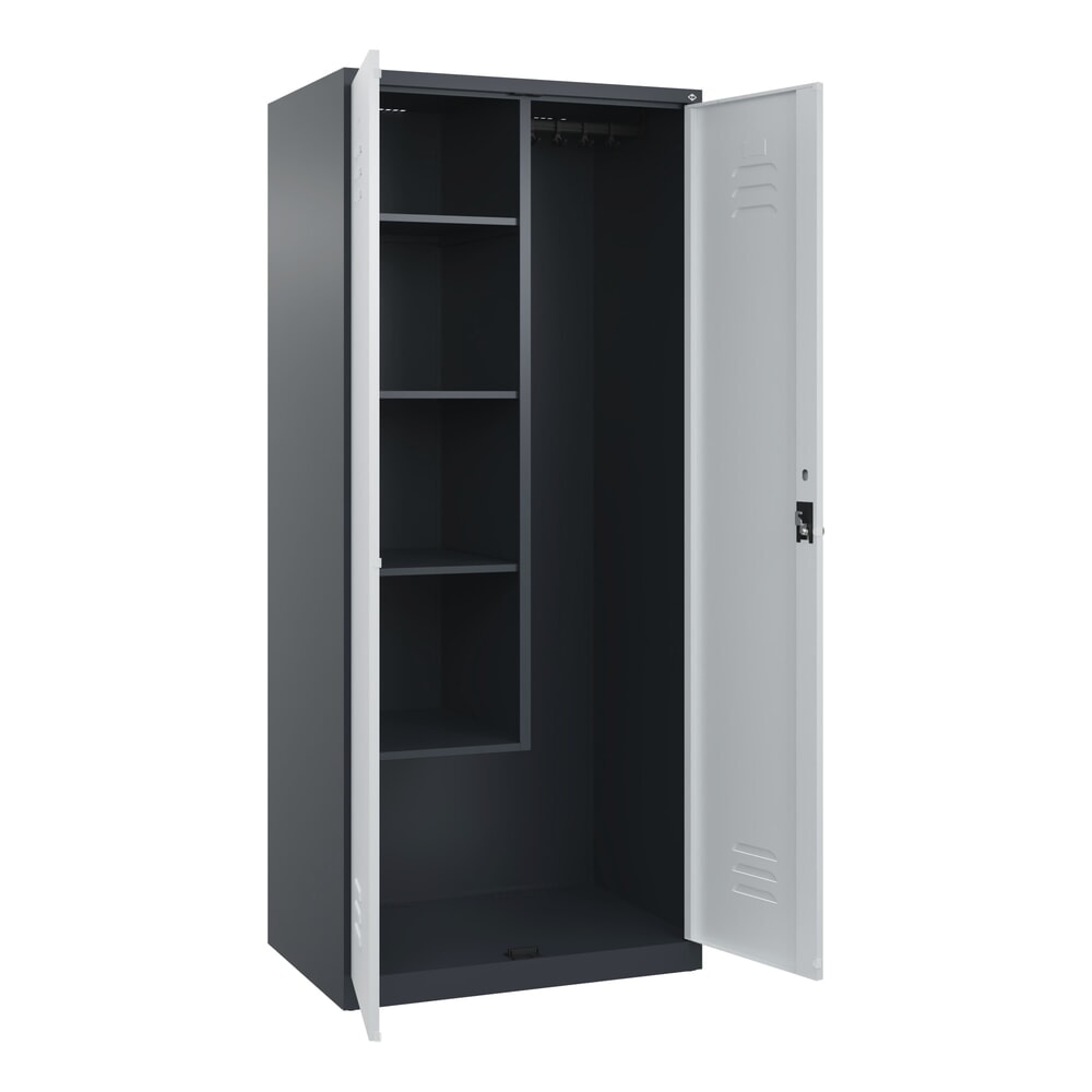 C+P Putzmittel-Spind Classic PLUS, 2 Abteile, HxBxT 1.850 x 800 x 500 mm, anthrazitgrau, lichtgrau, für Vorhängeschloss Produktabbildung Nr. 1: C+P Putzmittel-Spind Classic PLUS, 2 Abteile, HxBxT 1.850 x 800 x 500 mm, anthrazitgrau, lichtgrau, für Vorhängeschloss