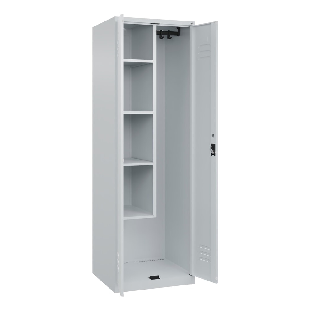 C+P Putzmittel-Spind Classic PLUS, 2 Abteile, HxBxT 1.850 x 600 x 500 mm, lichtgrau, lichtgrau, Zylinderschloss Produktabbildung: C+P Putzmittel-Spind Classic PLUS, 2 Abteile, HxBxT 1.850 x 600 x 500 mm, lichtgrau, lichtgrau, Zylinderschloss