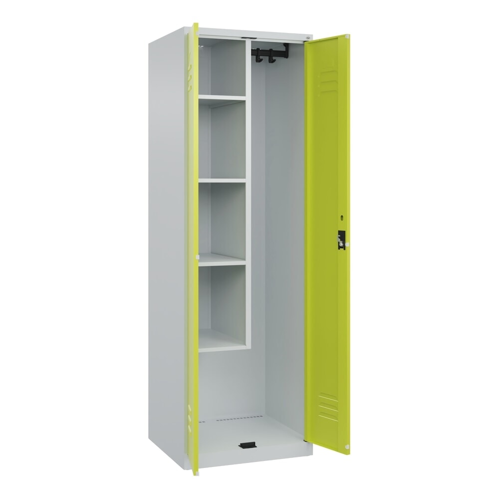 Produktabbildung Nr. 1: C+P Putzmittel-Spind Classic PLUS, 2 Abteile, HxBxT 1.850 x 600 x 500 mm, lichtgrau, clowngrün, Zylinderschloss