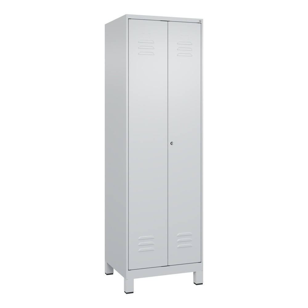 Produktabbildung: C+P Putzmittel-Spind Classic PLUS, Füße, 2 Abteile, HxBxT 1.950 x 600 x 500 mm, lichtgrau, lichtgrau, Zylinderschloss