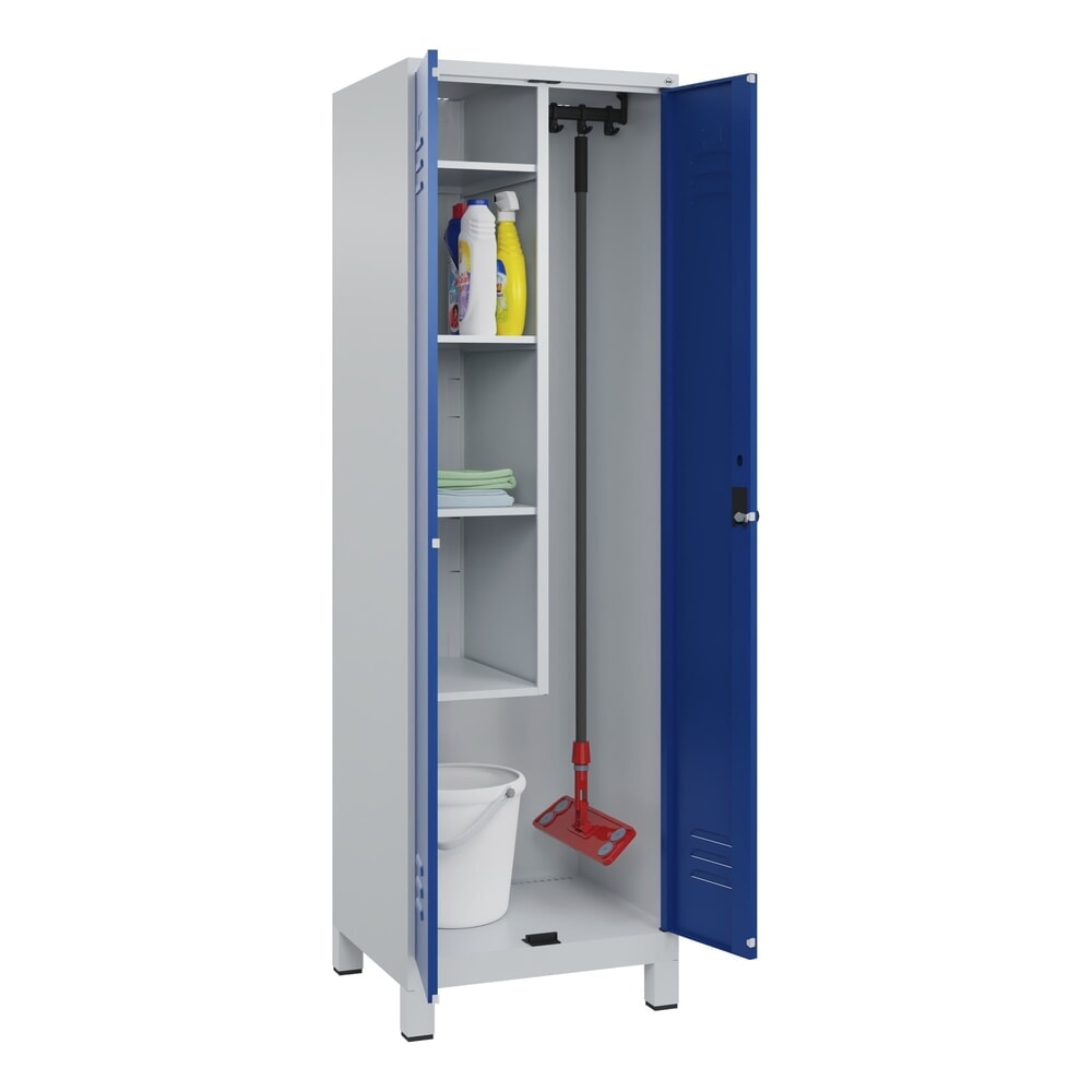 C+P Putzmittel-Spind Classic PLUS, Füße, 2 Abteile, HxBxT 1.950 x 600 x 500 mm, lichtgrau, enzianblau, für Vorhängeschloss Produktabbildung Nr. 10: C+P Putzmittel-Spind Classic PLUS, Füße, 2 Abteile, HxBxT 1.950 x 600 x 500 mm, lichtgrau, enzianblau, für Vorhängeschloss