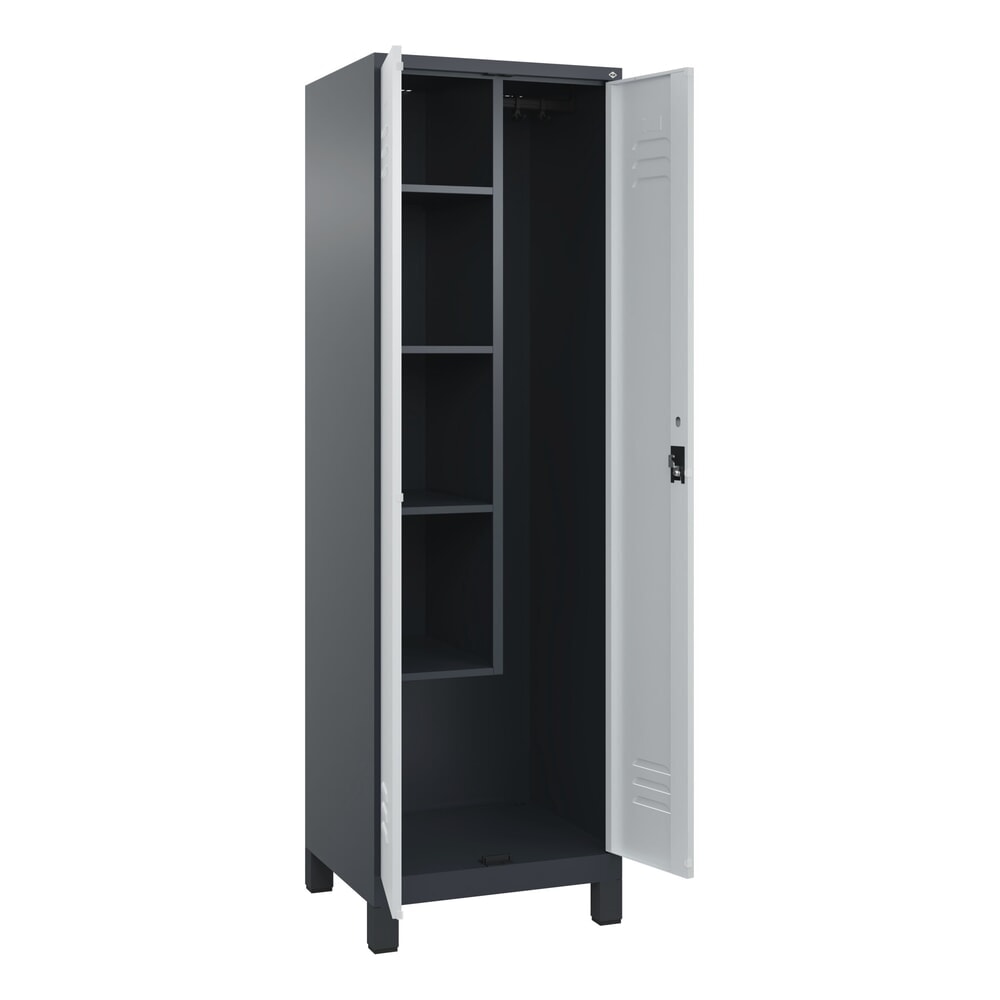 Produktabbildung Nr. 1: C+P Putzmittel-Spind Classic PLUS, Füße, 2 Abteile, HxBxT 1.950 x 600 x 500 mm, anthrazitgrau, lichtgrau, Zylinderschloss