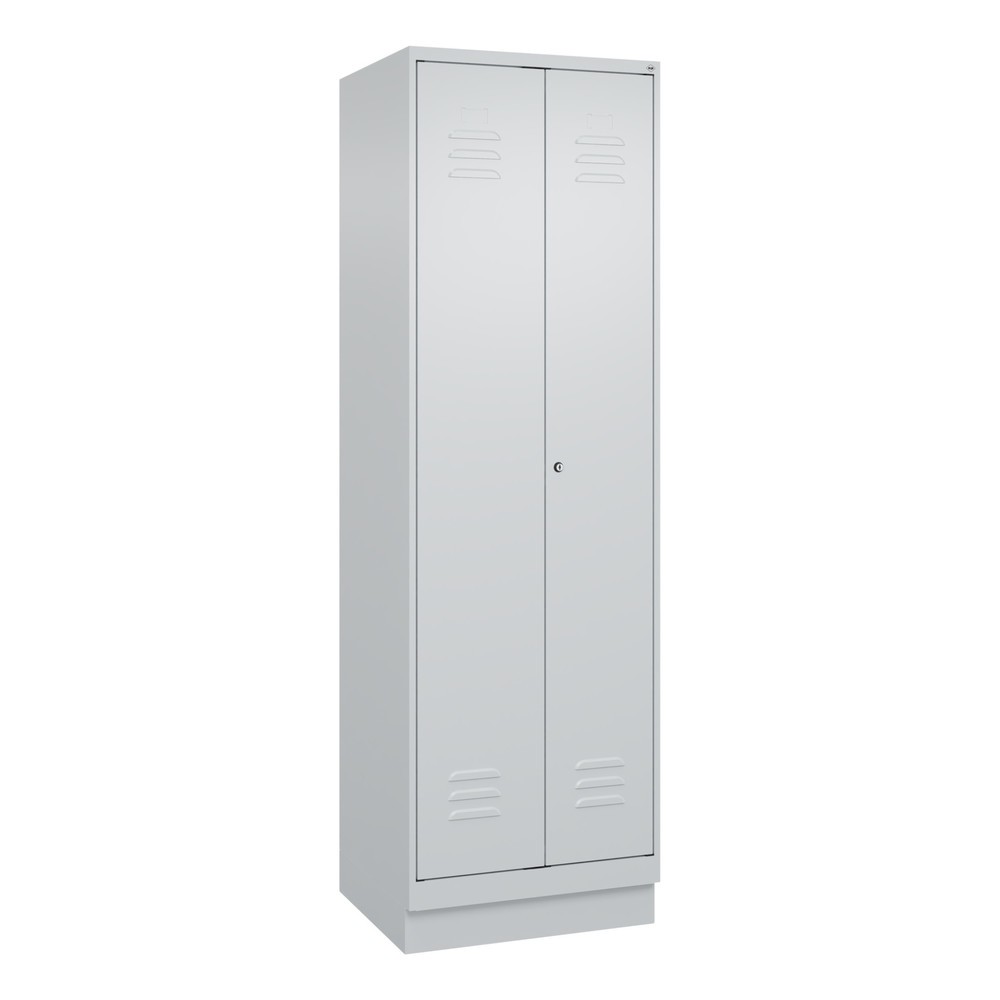 Produktabbildung: C+P Putzmittel-Spind Classic PLUS, Sockel, 2 Abteile, HxBxT 1.950 x 600 x 500 mm, lichtgrau, lichtgrau, Zylinderschloss