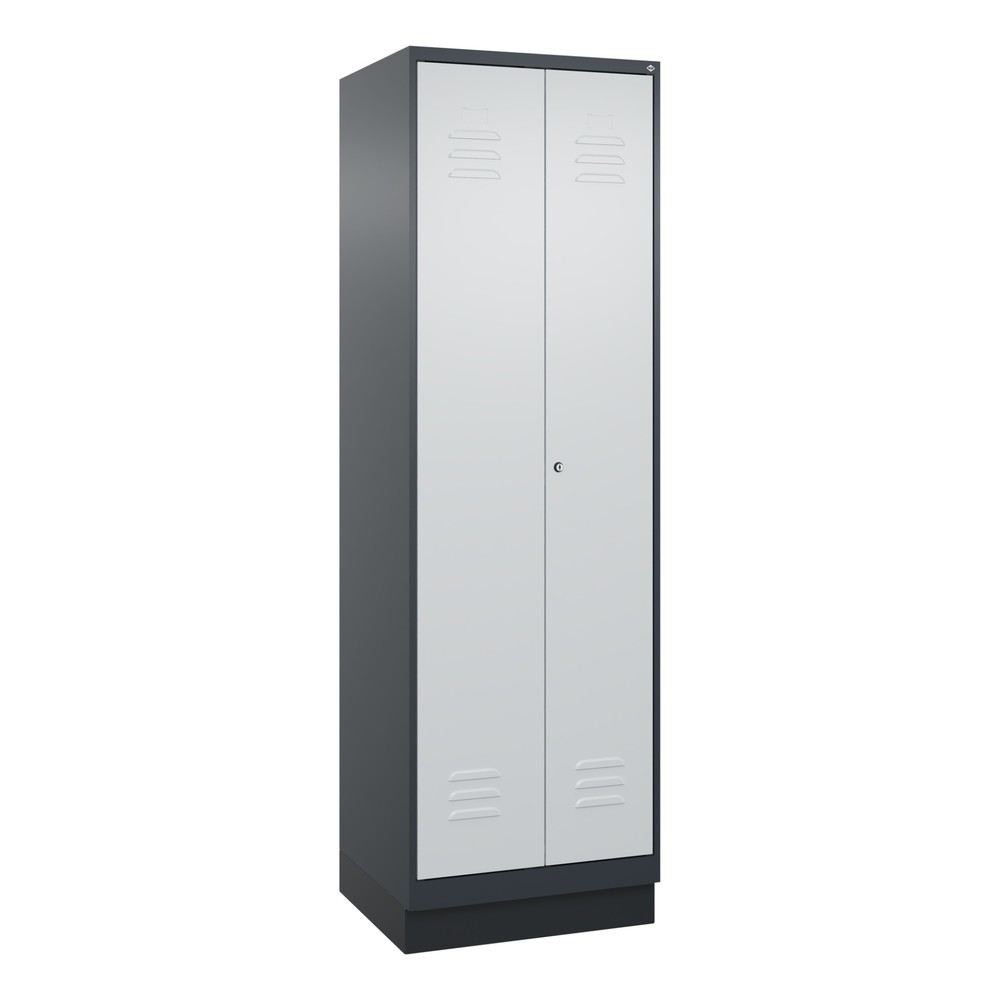 Produktabbildung: C+P Putzmittel-Spind Classic PLUS, Sockel, 2 Abteile, HxBxT 1.950 x 600 x 500 mm, anthrazitgrau, lichtgrau, Zylinderschloss
