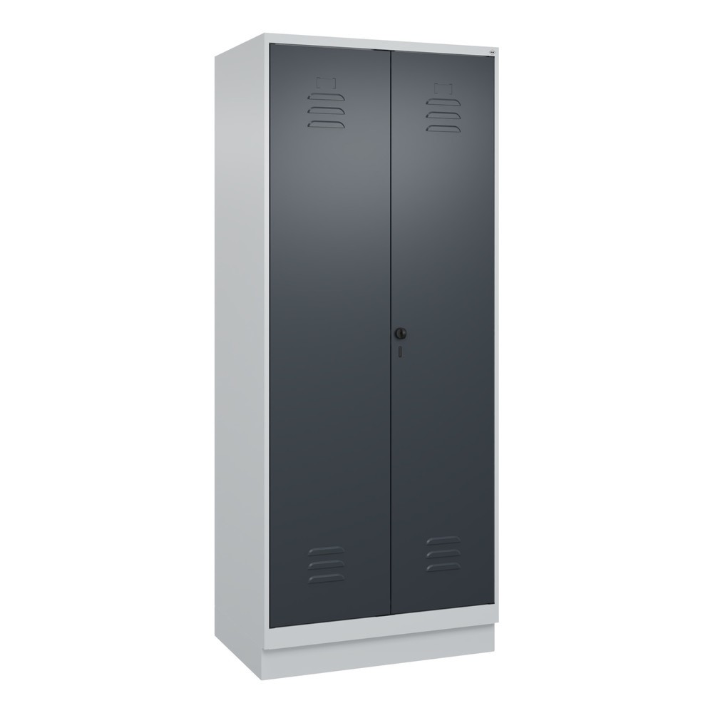 Produktabbildung: C+P Putzmittel-Spind Classic PLUS, Sockel, 2 Abteile, HxBxT 1.950 x 800 x 500 mm, lichtgrau, anthrazitgrau, für Vorhängeschloss