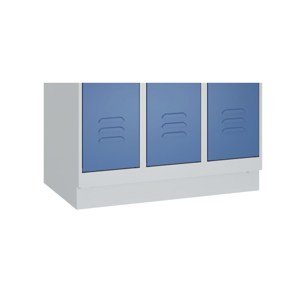 Produktabbildung Nr. 7: C+P Mehrzweck-Putzmittelschrank Classic PLUS, Sockel, 2 Abteile, HxBxT 1.950 x 600 x 500 mm, lichtgrau, rubinrot, für Vorhängeschloss