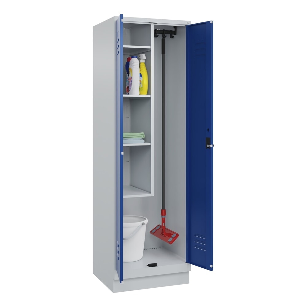 C+P Putzmittel-Spind Classic PLUS, Sockel, 2 Abteile, HxBxT 1.950 x 600 x 500 mm, lichtgrau, enzianblau, für Vorhängeschloss Produktabbildung Nr. 10: C+P Putzmittel-Spind Classic PLUS, Sockel, 2 Abteile, HxBxT 1.950 x 600 x 500 mm, lichtgrau, enzianblau, für Vorhängeschloss