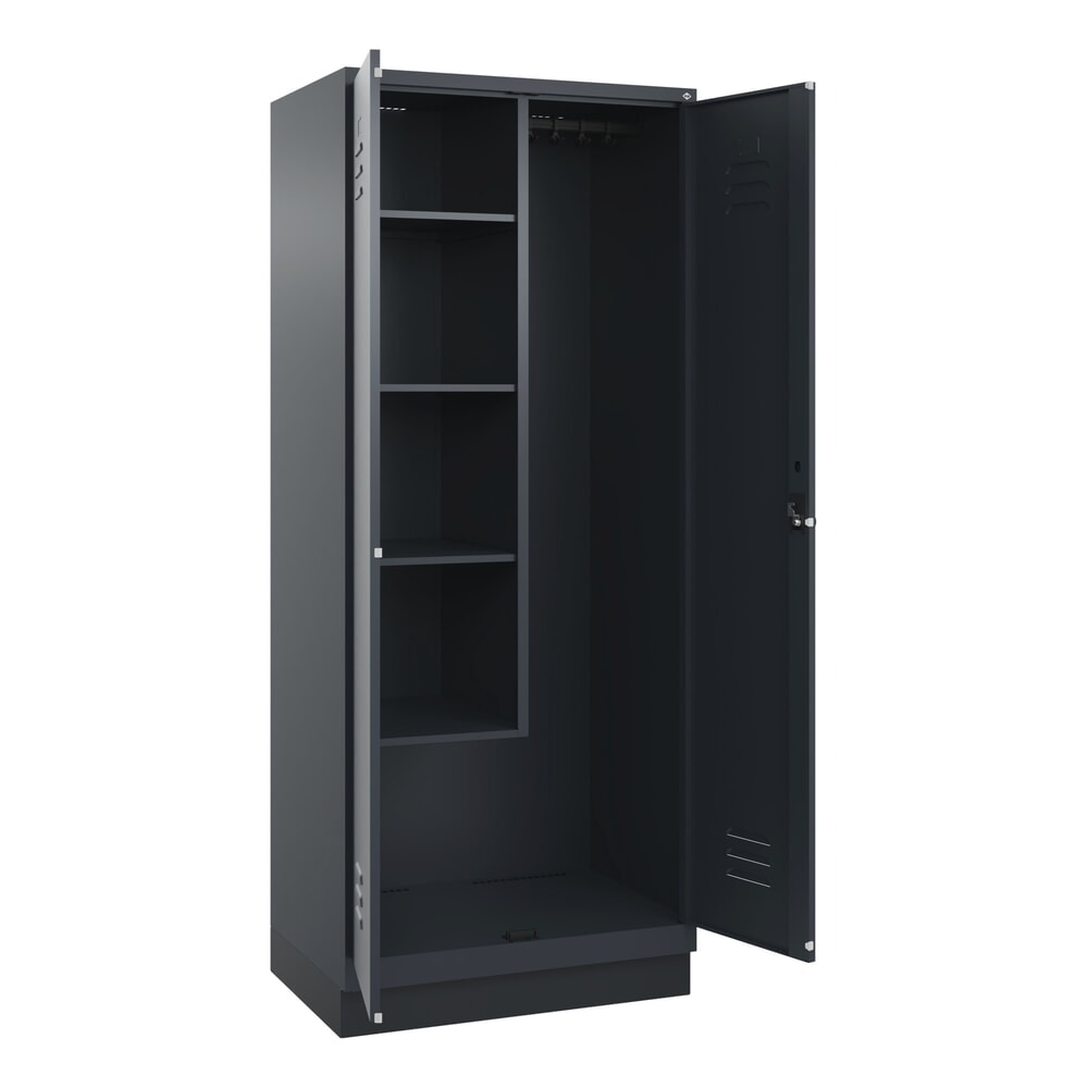 Produktabbildung Nr. 1: C+P Putzmittel-Spind Classic PLUS, Sockel, 2 Abteile, HxBxT 1.950 x 800 x 500 mm, anthrazitgrau, anthrazitgrau, für Vorhängeschloss